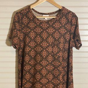 Lula Roe Size S Carly Dress in Brown & Coral